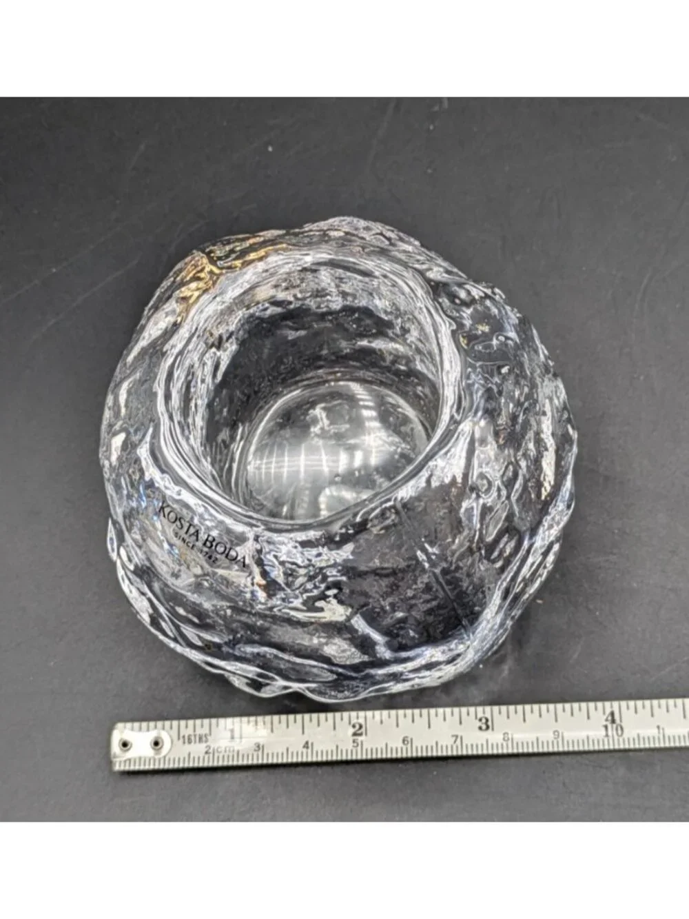 Kosta Boda Votive Candle Holder Snowball Clear Crystal Glass Sweden 3